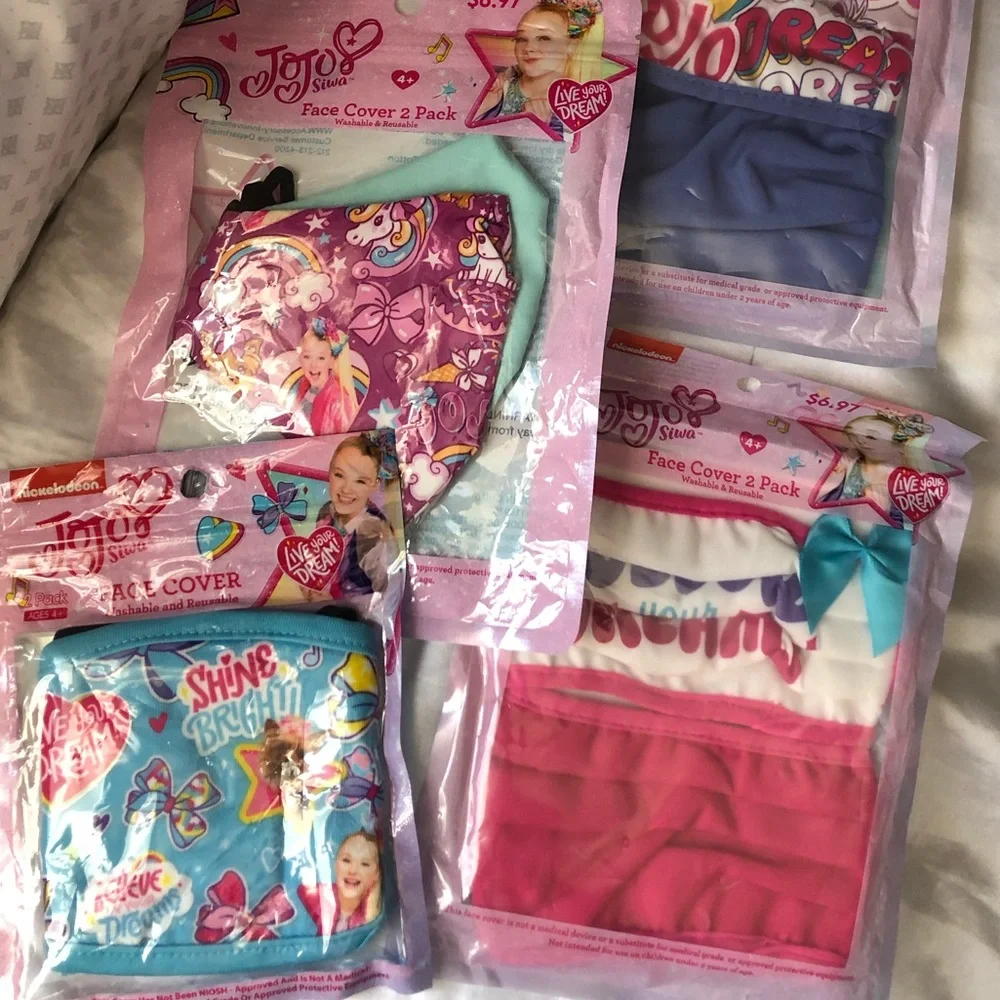 NEW kids Jojo Siwa Reusable Face Masks Bundle
